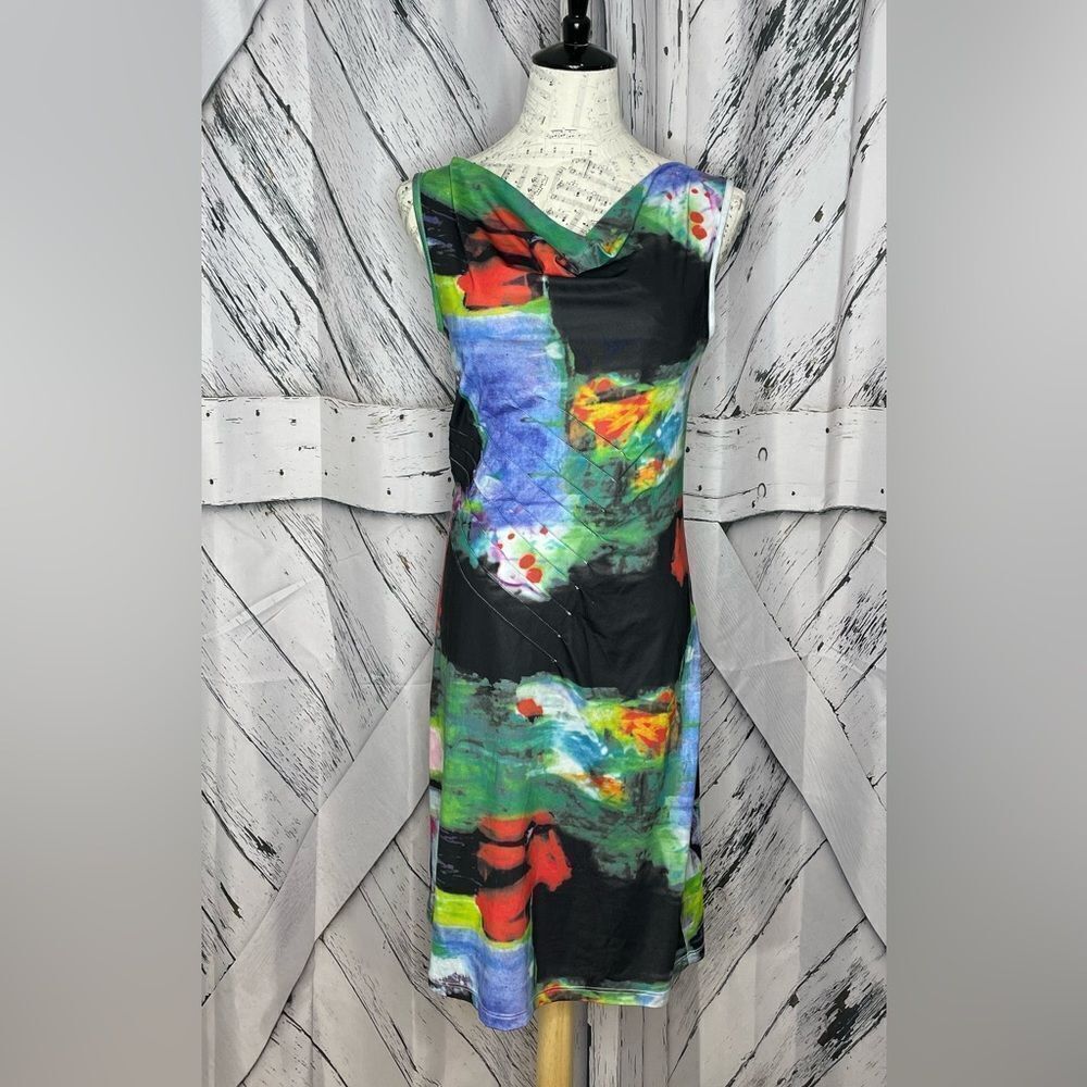 DOLCEZZA sleeveless dress with abstract painting print S